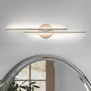 Bourget 31 in. 2-Light Gold LED Vanity Light Bar with 3000K for Bathroom, Bedroom, Living Room