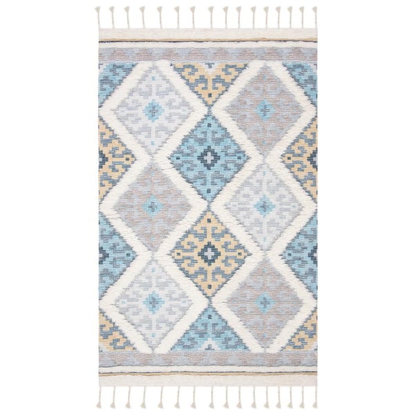 SAFAVIEH Saffron Ivory/Turquoise 5 ft. x 8 ft. Area Rug