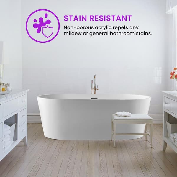 Lille 67 in. Acrylic Flatbottom Freestanding Bathtub in White Lille 67 in. Acrylic Flatbottom Freestanding Bathtub in White