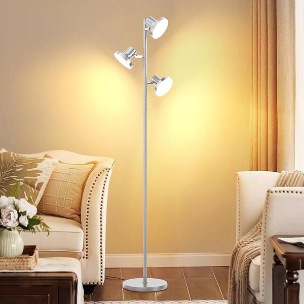 68 in. Silver Modern Dimmable LED Tree Floor Lamp Lamp-346 - The