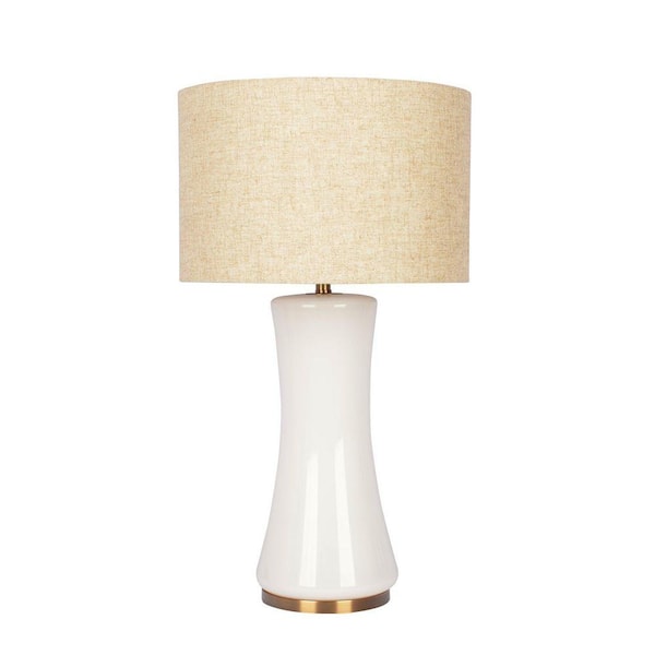 24.5 in. White Bedside 3-Way Table Lamp for Living Room Bedroom with Beige Linen Shade No Bulbs Included