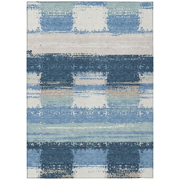 Chantille Machine Washable Indoor/Outdoor Abstract ACN2772 Denim 9 ft. x 12 ft. Area Rug