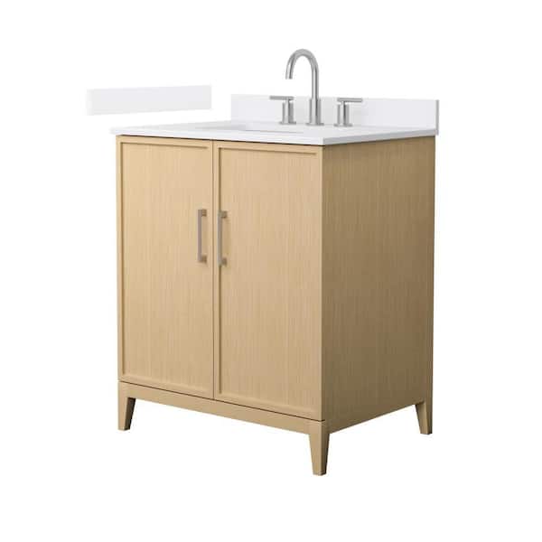 Elan 30 in. Single Freestanding White Oak Bath Vanity with White Cultured Marble Top