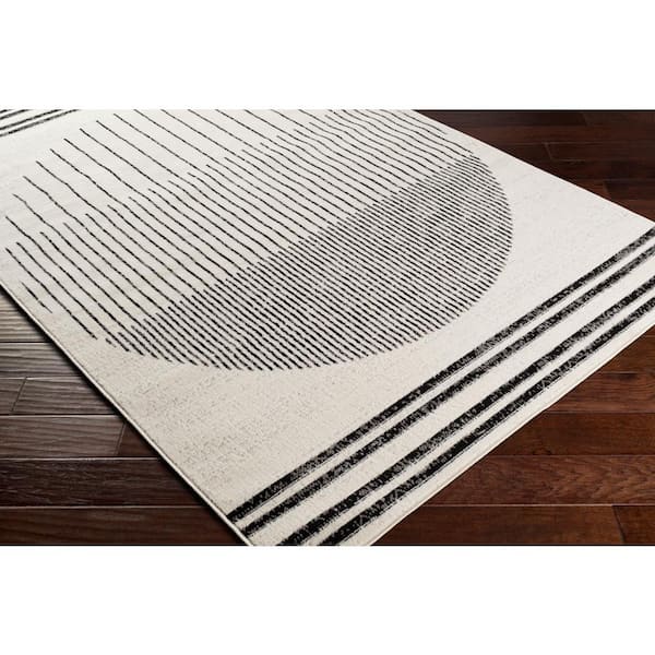 Jimina Black/Ivory 8 ft. Round Indoor Area Rug