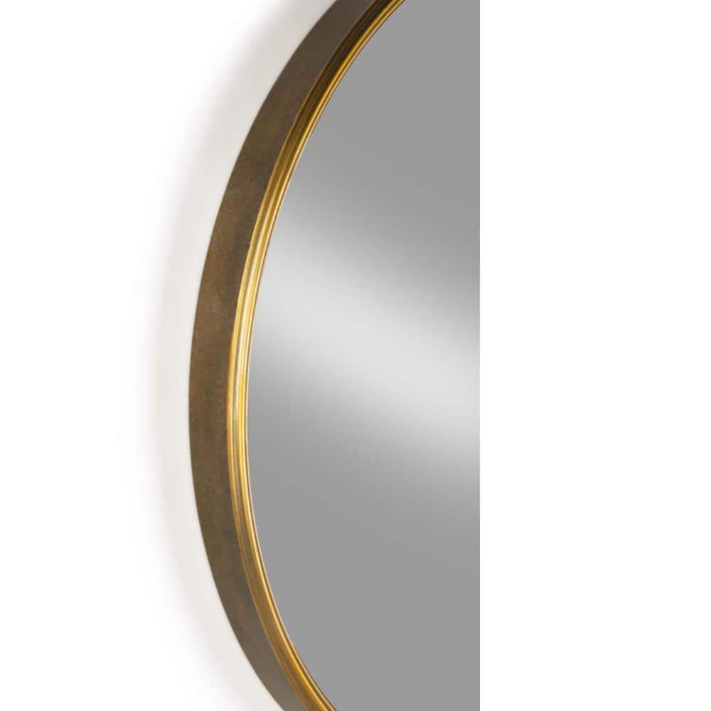 26" Round Gold Metal Framed Decorative Wall Mirror