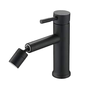 Single Handle Single Hole Bathroom Faucet with 360-Degree Rotating Aerator and 2 Mode in Matte Black