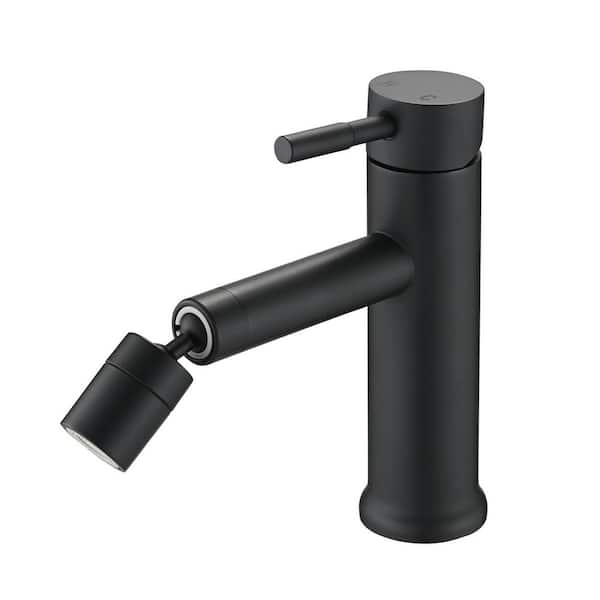 YONKI SUNSHIN INC Single Handle Single Hole Bathroom Faucet with 360-Degree Rotating Aerator and 2 Mode in Matte Black