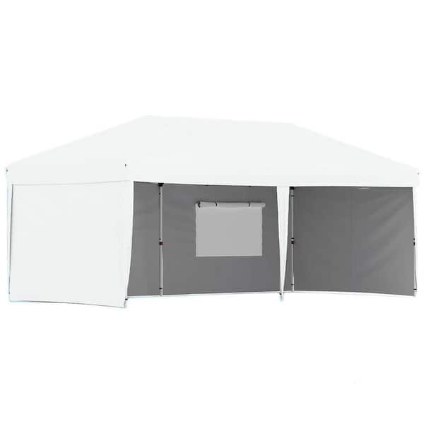 20 ft. x 10 ft. Instant Pop Up Canopy Tent Sun Shelter in White with 4 Removable Sidewalls and Adjustable Height