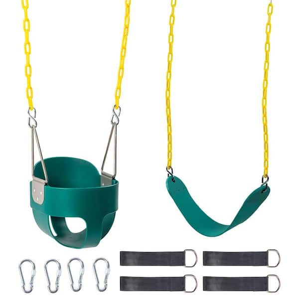 High Back Bucket Toddler Swing and Havy-Duty Strap Swing Seat with Chain