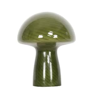 9 in. Green Mushroom Bedside Table Lamp Translucent With Vintage Style Striped