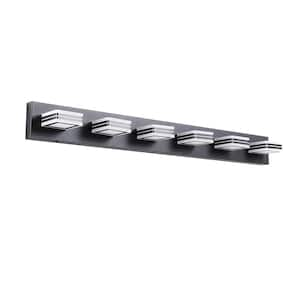 40.4 in. 6-Light Black LED Vanity Light Bar