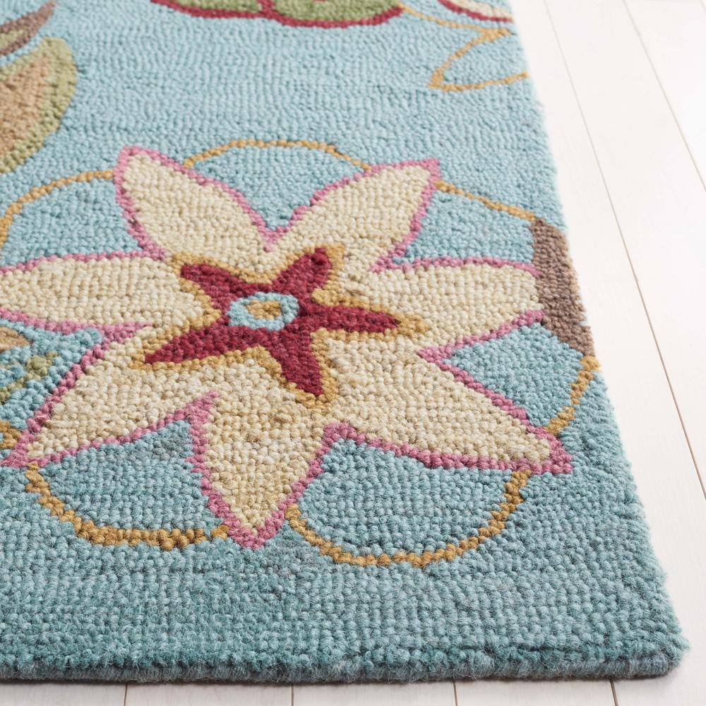 Blossom Blue Floral Hand-Tufted Wool Area Rug 6' x 9'