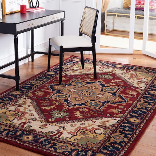 Heritage Red Doormat 3 ft. x 5 ft. Border Floral Medallion Area Rug