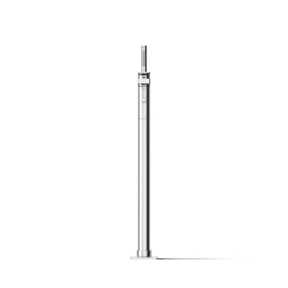 Polished Chrome Floor-Mount Bath Filler with Handshower