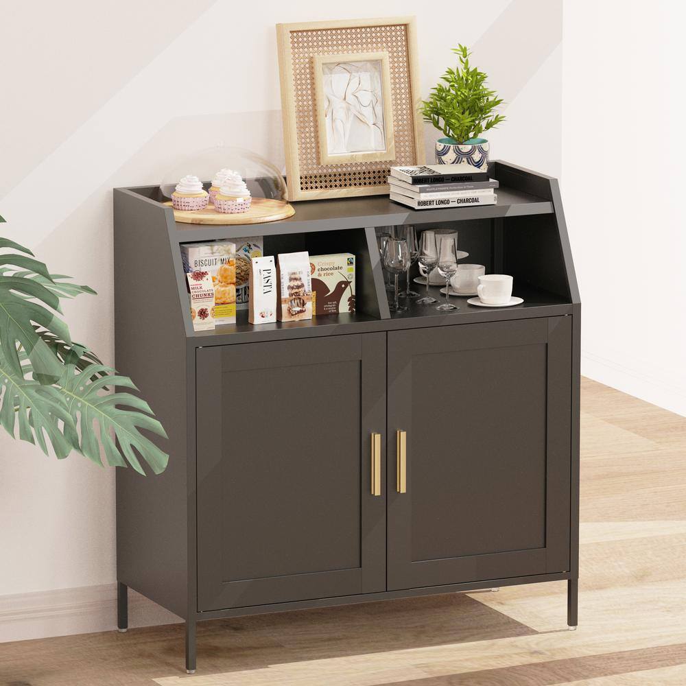Black Metal Kitchen Cart Buffet Sideboard with Storage