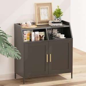 Black Metal Kitchen Cart Buffet Sideboard Cabinet with Storage Cabinets