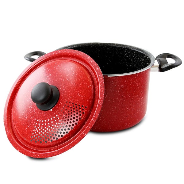 Lexi Home 4 Qt & 6 Qt Pasta Pots with Built-in Strainer - Red 