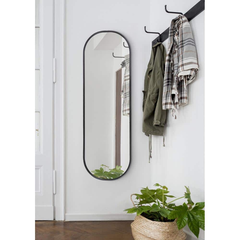 Elegant Minimalist Black Oval Full-Length Vanity Mirror