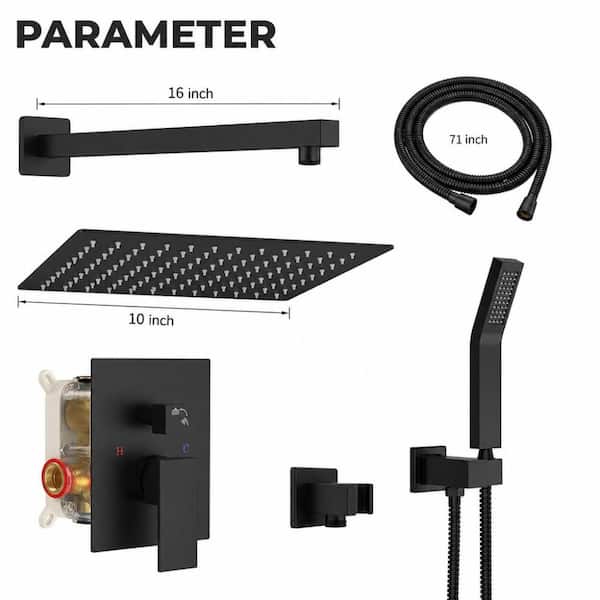 3-Piece Metal Shower Faucet Set with Rain, Handheld Head and 71 in. Hose, Wall Mounted Shower Fixtures, in Matte Black