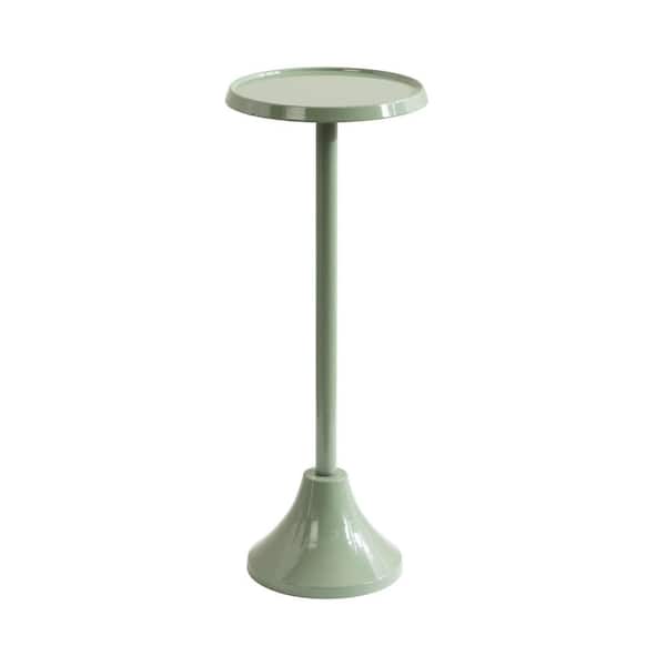 Sanzo 9 in. Green Round Metal End Table