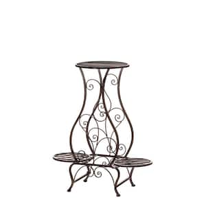 22.25 in. x 11.75 in. x 26.75 in. Iron Hourglass Triple Plant Stand