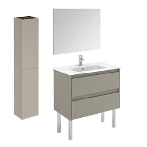 Ambra 47.5 in. W x 18.1 in. D x 32.9 in. H Single Sink Bath Vanity in Matte White with White Ceramic Top and Mirror