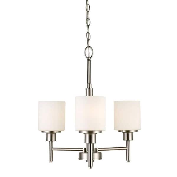 Design House Aubrey 3-Light Satin Nickel Chandelier with Frosted White Shades