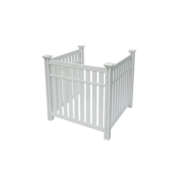 Enclo Privacy Screens EC18016 4ft H x 3.6ft W x 4ft L Hartford White Vinyl Outdoor Privacy Screen, No-Dig, A/C Unit Hider (3-Fence Panels)