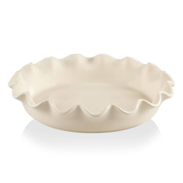 1-Piece Round Ceramic Pie Pan with Nonstick Glaze, Baking Dish Set for Quiche, Pot Pies, Casseroles, Brown