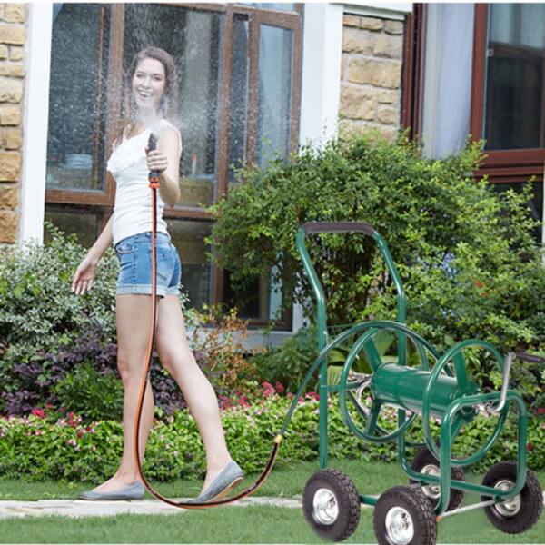 Afoxsos 300 ft. Garden Yard Water Hose Reel Cart Heavy-Duty Planting Hose  Reel Cart with Basket and 4 Wheels HDMX2813 - The Home Depot