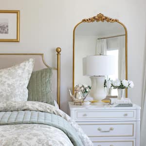 Vintage Gold 24 in. W x 35.8 in. H Arched Metal Frame Decorative Wall Mirror / Dressing Table Mirror