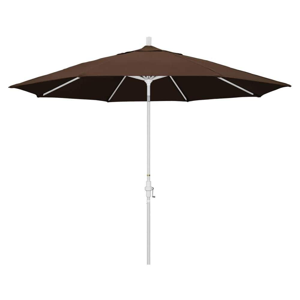 11 ft. Matted White Aluminum Market Patio Umbrella with Aluminum Ribs Collar Tilt Crank Lift in Mocha Pacifica price history on PriceWatchPro