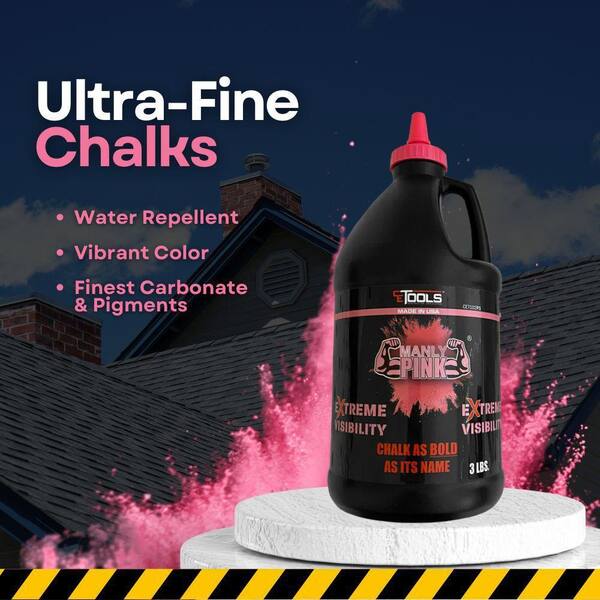 CE TOOLS Chalk Reel 3lb. Manly Pink Premium Hydrophobic Water