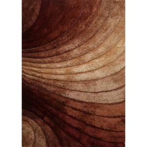 2 Tone Brown Swirl 8 ft. x 11 ft. Solid Polyester Rectangle 3D Shaggy Hand Tufted Area Rug