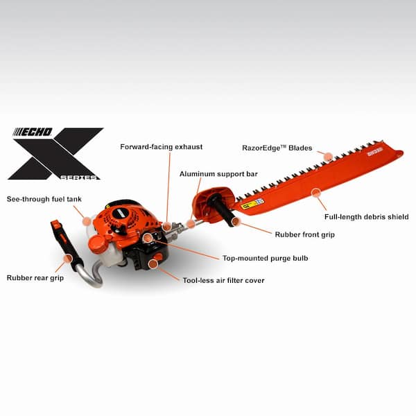 38 in. Single Sided Reciprocating Blade 21.2 cc Gas 2-Stroke X Series Pro Grade Hedge Trimmer with Debris Shield Scoop