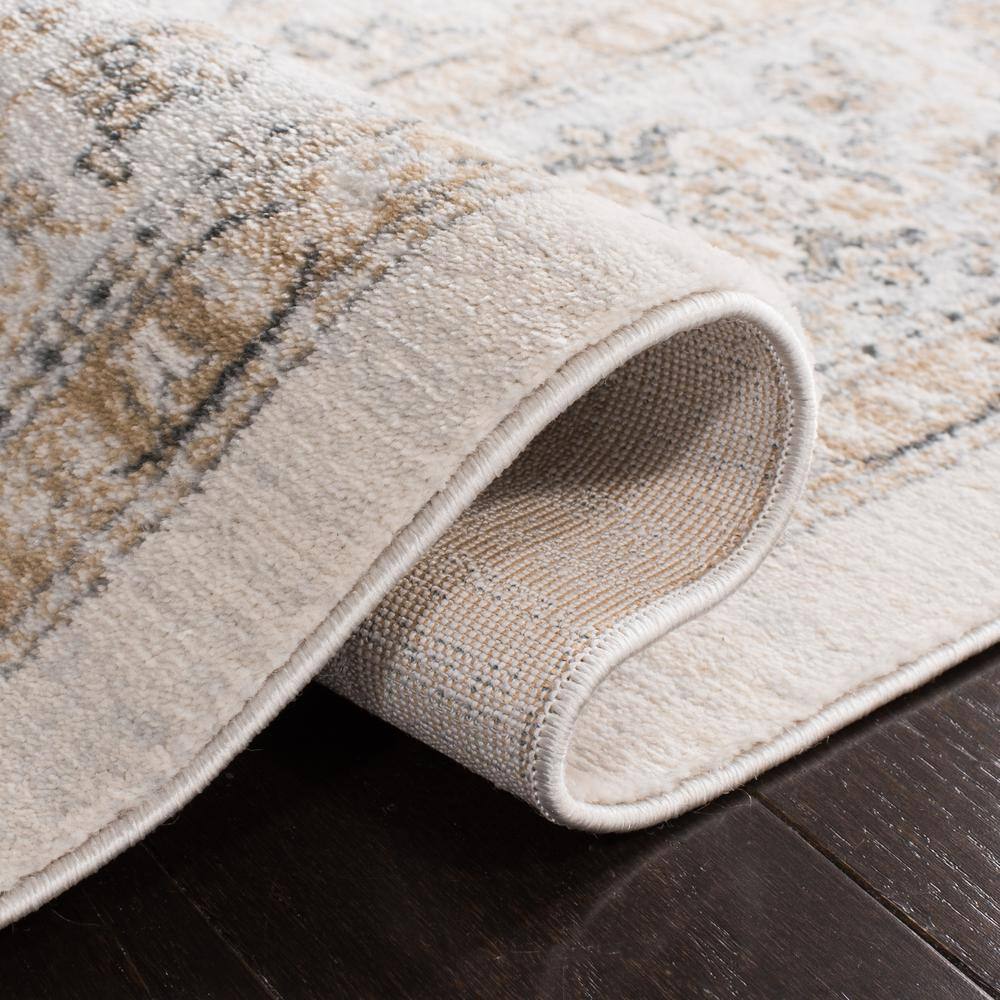 Isabella Cream and Beige Synthetic Stain-Resistant Area Rug