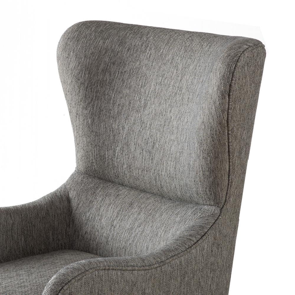 Elegant Gray Swoop Wing Accent Chair with Solid Wood Legs