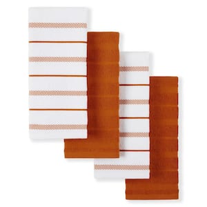 Albany Orange/White Honey Cotton Kitchen Towel Set (4-Pack)