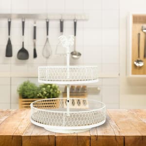 Off-White Decorative 2-Tier Tray