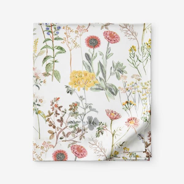 The Company Store Legends Hotel Lorea Cream Multi Wrinkle-Free Sateen Full Flat Sheet