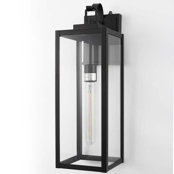 Briignite 20 in. 2-Pack Black Outdoor Sconce Wall Lantern Waterproof with Dusk to Dawn for Porch and Doorway LED T30 Bulb Included