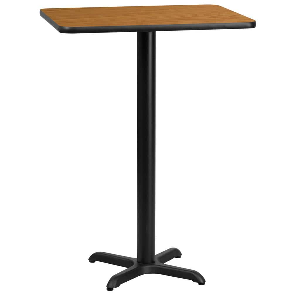 Flash Furniture 24 in. x 30 in. Rectangular Black and Natural Laminate Table Top with 22 in. x 22 in. Bar Height Table Base