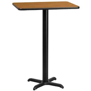 24 in. x 30 in. Rectangular Black and Natural Laminate Table Top with 22 in. x 22 in. Bar Height Table Base