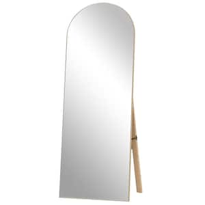 64 in. x 21 in. Modern Arched Shape Burlywood Framed Wooden Full Length Floor Mirror Standing Mirror