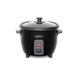 6-Cup Black Automatic Rice Cooker and Steamer with Non-Stick Bowl