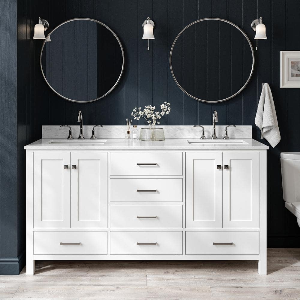 ARIEL Cambridge 66 in. Double Sink Freestanding Bathroom Vanity in