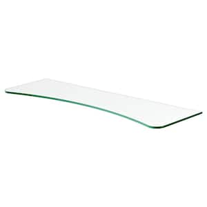 GLASSLINE 31.5 in. x 7-9.4 in. x 0.31 in. Clear Concave Glass Decorative Wall Shelf without Brackets