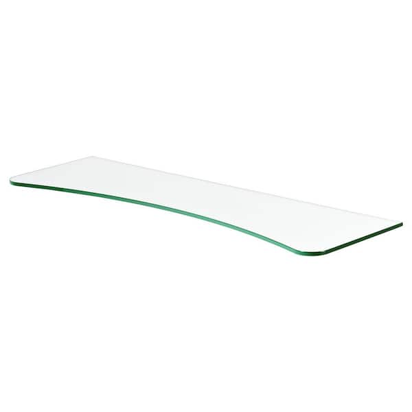 Dolle GLASSLINE 31.5 in. x 7-9.4 in. x 0.31 in. Clear Concave Glass Decorative Wall Shelf without Brackets