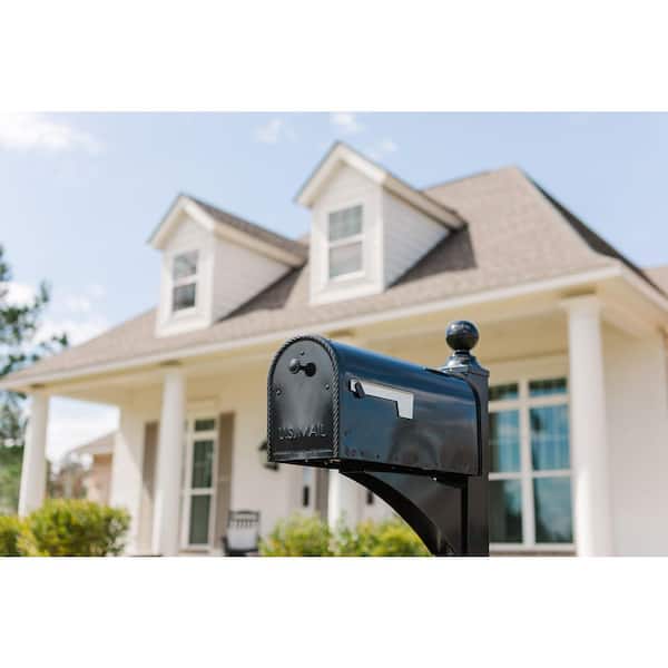 Architectural Mailboxes Edwards Black, Large, Steel, Post Mount