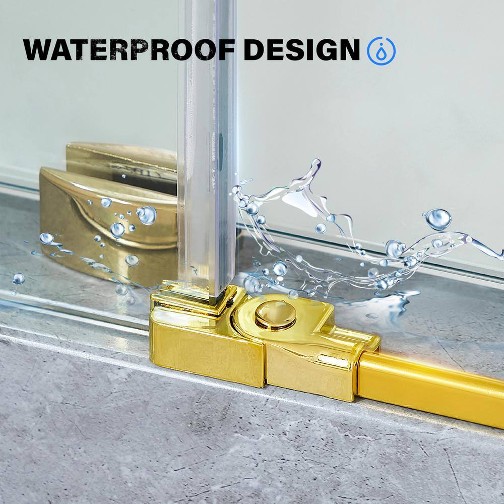 60 in. Titanium Gold Frameless Sliding Shower Door with Clear Glass